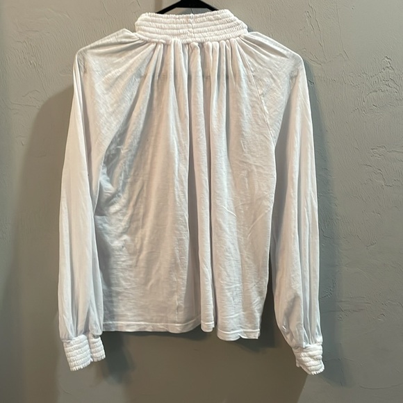 SUNDRY Smock Neck Puff Raglan Sleeve Top in Pima Cotton. White. Size 1. NWT! - Picture 3 of 4